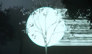 Preview wallpaper tree, ball, glow, darkness, art
