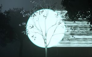 Preview wallpaper tree, ball, glow, darkness, art