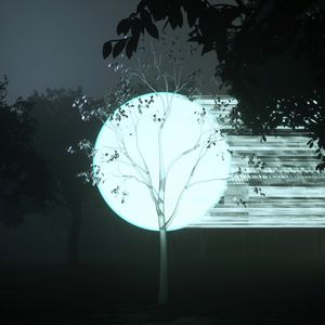 Preview wallpaper tree, ball, glow, darkness, art