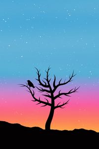 Preview wallpaper tree, bird, art, vector, stars