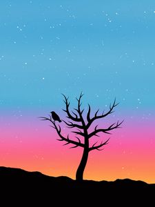 Preview wallpaper tree, bird, art, vector, stars