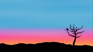 Preview wallpaper tree, bird, art, vector, stars