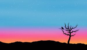 Preview wallpaper tree, bird, art, vector, stars
