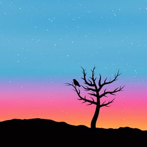 Preview wallpaper tree, bird, art, vector, stars