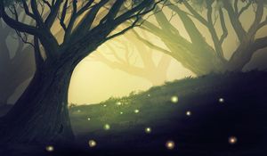 Preview wallpaper tree, branches, glow, art