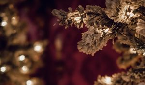 Preview wallpaper tree, branches, white, garland, new year, christmas