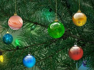 Preview wallpaper tree, christmas decorations, garland, holiday, christmas, new year