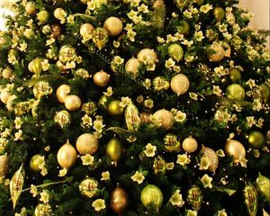 Preview wallpaper tree christmas decorations, gold, new year, holiday