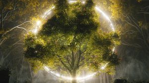 Preview wallpaper tree, circle, glow, art