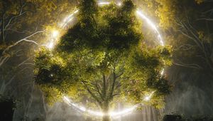 Preview wallpaper tree, circle, glow, art