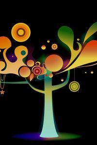 Preview wallpaper tree, circle, orange, black