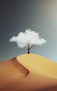 Preview wallpaper tree, cloud, desert, hill, sand