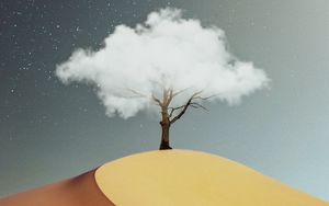 Preview wallpaper tree, cloud, desert, hill, sand