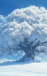 Preview wallpaper tree, clouds, snow, winter, white