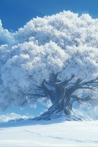 Preview wallpaper tree, clouds, snow, winter, white