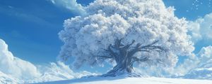 Preview wallpaper tree, clouds, snow, winter, white