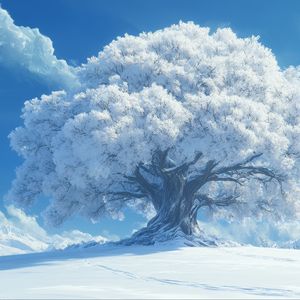 Preview wallpaper tree, clouds, snow, winter, white