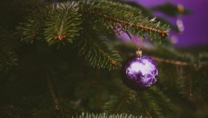 Preview wallpaper tree, decoration, ball, purple, holiday