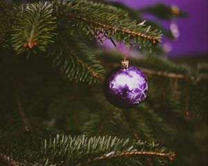 Preview wallpaper tree, decoration, ball, purple, holiday