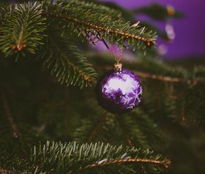 Preview wallpaper tree, decoration, ball, purple, holiday