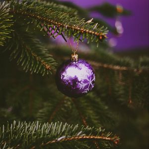 Preview wallpaper tree, decoration, ball, purple, holiday