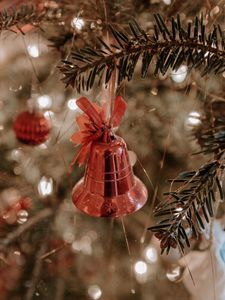 Preview wallpaper tree, decoration, bell, bow, new year, christmas