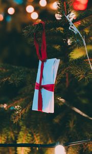 Preview wallpaper tree, decoration, ribbon, red, garland