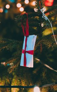 Preview wallpaper tree, decoration, ribbon, red, garland