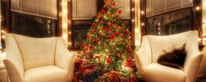 Preview wallpaper tree, decorations, gifts, room, chair, christmas