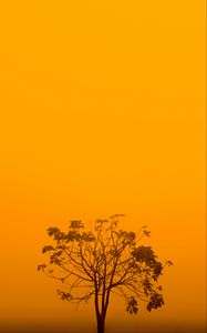 Preview wallpaper tree, fog, minimalism, yellow, aesthetic