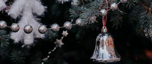 Preview wallpaper tree, garland, bell, decoration, new year, christmas