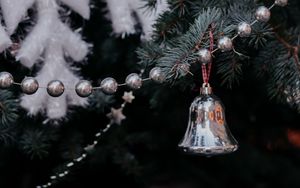 Preview wallpaper tree, garland, bell, decoration, new year, christmas