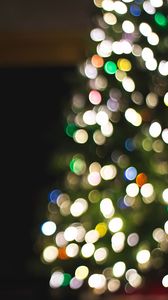 Preview wallpaper tree, garland, bokeh, lights, blur