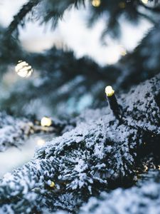 Preview wallpaper tree, garland, snow, new year, winter