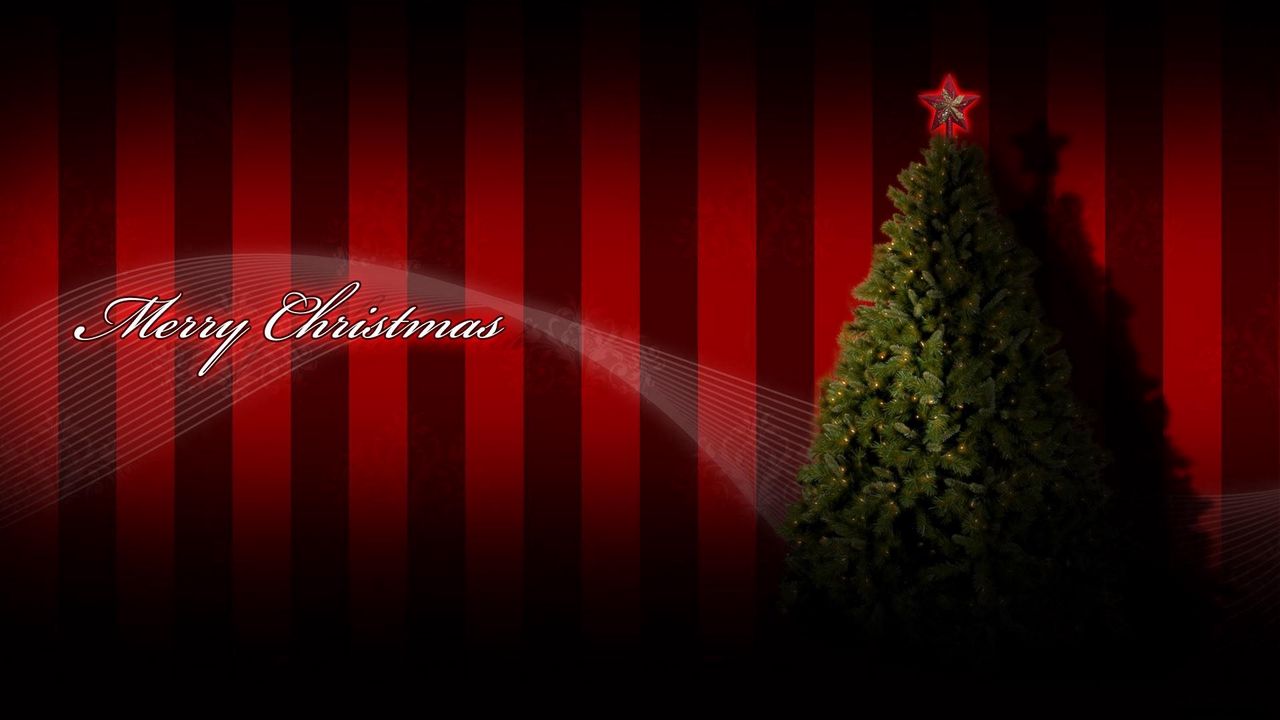 Wallpaper tree, garland, star, holiday, christmas, inscription, congratulations