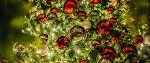 Preview wallpaper tree, garlands, balls, decoration, new year, christmas