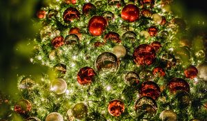 Preview wallpaper tree, garlands, balls, decoration, new year, christmas