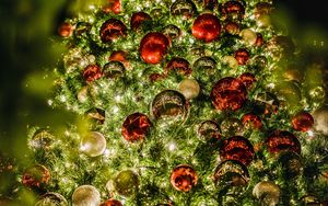 Preview wallpaper tree, garlands, balls, decoration, new year, christmas