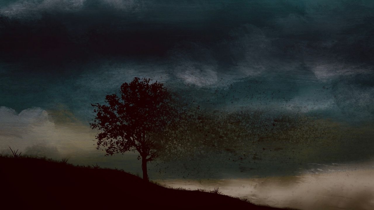 Wallpaper tree, gloom, art, dark