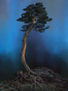 Preview wallpaper tree, hill, silhouette, art