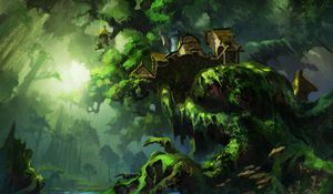 Preview wallpaper tree, house, building, art