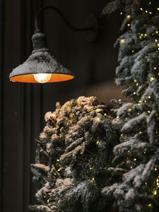 Preview wallpaper tree, lamp, garland, snow, winter