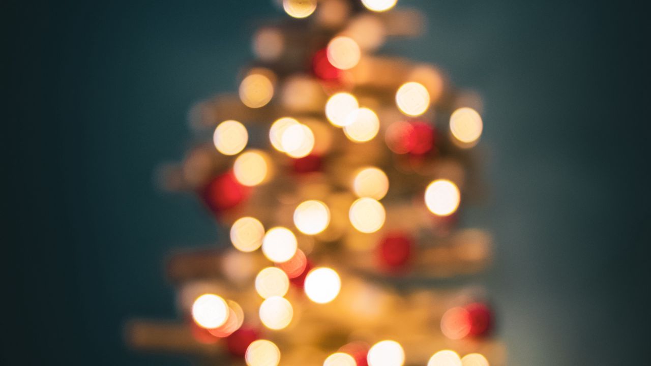 Wallpaper tree, lights, blur, bokeh, new year, christmas