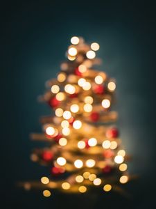 Preview wallpaper tree, lights, blur, bokeh, new year, christmas