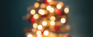 Preview wallpaper tree, lights, blur, bokeh, new year, christmas