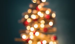 Preview wallpaper tree, lights, blur, bokeh, new year, christmas