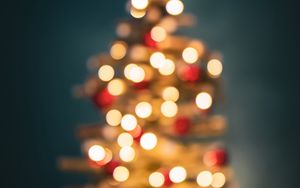 Preview wallpaper tree, lights, blur, bokeh, new year, christmas