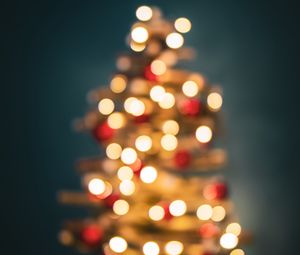 Preview wallpaper tree, lights, blur, bokeh, new year, christmas