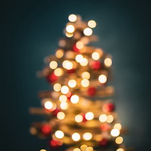 Preview wallpaper tree, lights, blur, bokeh, new year, christmas