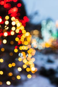 Preview wallpaper tree, lights, bokeh, blur, new year